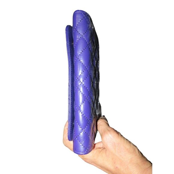 KURT GEIGER London Purple Brixton Quilted Leather Chain Wallet Crossbody Handbag - Picture 14 of 14